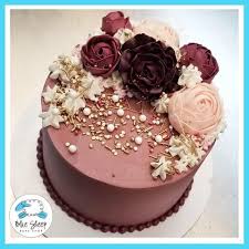 Birthday Cake For Grandma Chocolate Burgundy Buttercream Floral Cake Buttercream Birthday Cake 19th Birthday Cakes Chocolate Drip Cake