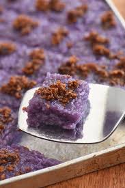 Ube Biko With Latik Topping Kawaling Pinoy Filipino Desserts Desserts Food