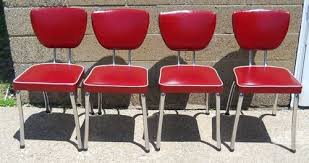 4 Vintage 1940 S 50 S Daystrom Red Vinyl Chrome Deco Chairs Like New Antiques For Sale Selling Antiques Deco Chairs