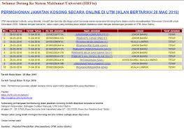 Peluang jawatan kosong datang dari majlis tanjung malim 2021, iklan pekerjaan sektor kerajaan. Permohonan Jawatan Kosong Di Utm Johor Bahru Mshahrulnizam