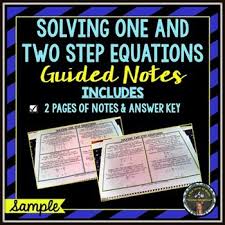Solving One And Two Step Equations Basic Guided Notes Two Step Equations Equations Guided Notes