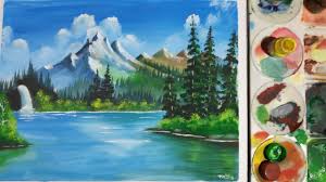 How To Paint A Simple Landscape With Poster Colour Natural Scenery Painting Youtube Scenery Paintings Poster Color Painting Landscape Poster