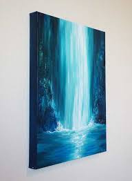 Blue Falls Waterfall Painting Shop Liz W Landscape Art Waterfall Paintings Waterfall Art Landscape Art Painting