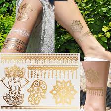 Henna is an arabic word, referring to a paste that consists of crushed. 1pc Hot Flash Metallic Waterproof Temporary Tattoo Gold Silver Men Women Henna Gh 19 Elephant Eye Tatuagem Design Tattoo Sticker Chain Lead Chain Beltchains Cheap Aliexpress