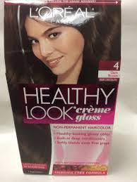 L Oreal Healthy Look Creme Gloss Hair Color Dark Brown Dark Chocolate 4 New Ebay Dark Brown Hair Color Hair Color Loreal