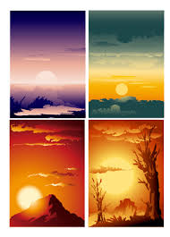 City landscape vector background in evening sunset. Sunrise And Sunset Design Background Vector Free Download