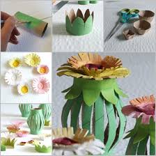 Toilet paper roll wall art.cut paper rolls into five parts.paste them to make flowers and leaves and paint it to. Toilet Paper Roll Egg Carton Flower Lantern