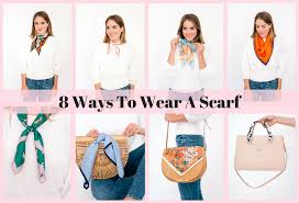 Different Ways To Wear A Scarf In The Summer 8 Ways To Wear A Scarf Gal Meets Glam Ways To Wear A Scarf How To Wear Scarves Casual Fashion