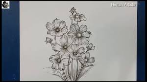 Create a rough outline of the small flowers by sketching small circles. How To Draw Cosmos Flower Step By Step Youtube