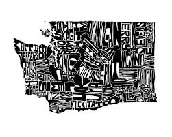 Washington Typography Map Art Unframed Print Customizable Etsy Map Art Map Art Print Washington Art