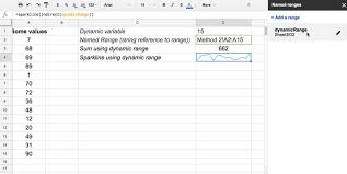 how to create dynamic named ranges in google sheets