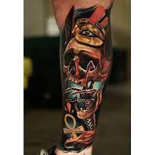 Egyptian Skull Egyptian Tattoo Sleeve Realism Tattoo Design Colored Cool Tattoos