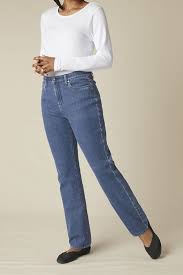 An essential jean for complete comfort. Knit Denim High Rise Straight Leg Jeans Coldwater Creek