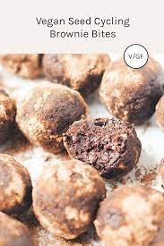 Vegan Seed Cycling Brownie Bites Gluten Free Loveleaf Co Recipe Healthy Chocolate Recipes Seed Cycling Pcos Recipes