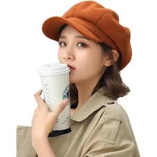 Leather Newsboy Cabbie Winter Hat for Women Beret Hat Hat Cabbie Painter  Cap Creme Hat (Coffee, One Size) at Amazon Women's Clothing store