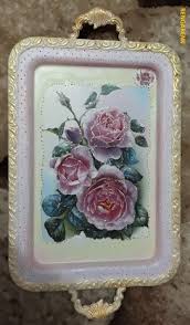 Gumus Tepsi Yenileme Decoupage Cicekli Desenler Dekorasyon Elisleri