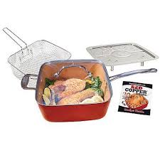 As Seen On Tv Copper Pan Nonstick Oil Free Dishwasher And Oven Safe Deep Pan W Lid Red Copper Square Pan Cookware Set Square Pan