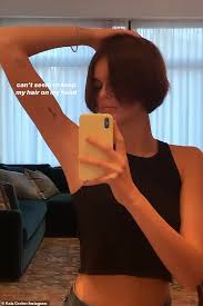 Kaia gerber—model, fashion icon, and heiress to mom cindy crawford's legacy—has been very busy this quarantine. Kaia Gerber Cuts Thick Auburn Tresses Even Shorter And Jokes Can T Seem To Keep My Hair On My Head Daily Mail Online
