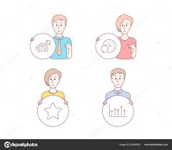 People Set Star Update Time Demand Curve Icons Growth Chart