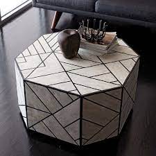 Black and white chevron pattern. Bone Inlay Coffee Table