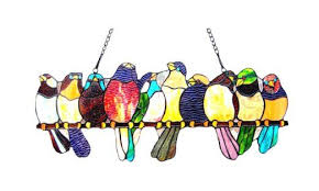 Birds On A Wire Stained Glass 10 Inch Tall Leaded Stained Glass Birds On Wire Window Panel Amazon Com Stained Glass Birds Tiffany Stained Glass Stained Glass Bird