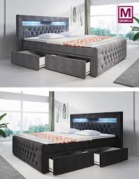 boxspring alexis met led verlichting in grijs of zwart in verschillende maten slaapkamerdesigns slaapkamerideeen luxe bed