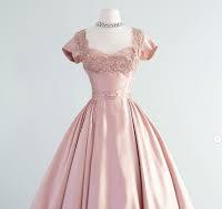 Vintage Pink 1950s Short Cocktail Prom Dresses Tea Length Silk Satin Party  Gowns