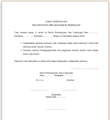 Contoh Surat Pernyataan Kesanggupan Melaksanakan Pekerjaan Surat