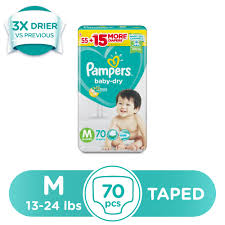 pampers baby dry medium 13 24 lbs 70 pcs x 1 pack 70pcs taped diapers