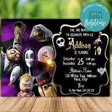 Printable Addams Family Invitation Template Instant Download Bobotemp