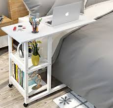 Overall stability is strong, solid and mobile rolling laptop desk computer table stand free height bedside portable (white). Supreme Sofa Bed Side Table Laptop Desk With Shelves Wheels