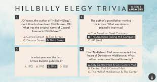 Read on for some hilarious trivia questions that will make your brain and your funny bone work overtime. Hillbilly Elegy Trivia Answers Week 1 The Pointe