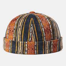 Corduroy Brimless Skull Cap Stripe Multicolor Customized Hats Cheap Newchic Brimless Hat Mens Hats Fashion Skull Cap