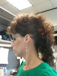 My first mohawk attempt, side view. I twisted sections of my wet hair &  pinned them to my head overnight. When I woke up it was super curly so I  put a