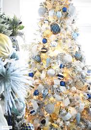 Get it as soon as mon, jul 26. Flocked Christmas Tree Decor Blue Silver Gold Citrineliving