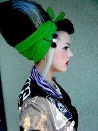 Psychobilly Bettie Bangs Colored Hair Psychobilly Psychobilly Hair Bride Of Frankenstein Hair Psychobilly Fashion