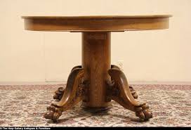Clawfoot Round Oak 1900 Antique Dining Table 2 Leaves Antique Dining Tables Classic Furniture Living Room Dinning Room Furniture