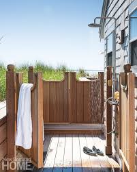 Custom Mahogany Saloon Style Doors On The Oft Used Outdoor Shower Are Both Fun And Functional Architectural De Outdoor Shower Outdoor Outdoor Shower Enclosure