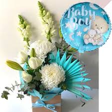 Contemporary flower arrangements white flower arrangements tropical floral arrangements peony arrangement deco floral arte floral fresh flowers beautiful flowers purple flowers. Welcome Baby Arrangement Balloon 2 Samantha S Flowers By Design