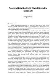 Peneliti sebagai observer dan interviewer analisis data (kualitatif): Pdf Analisis Data Kualitatif Model Spradley Etnografi