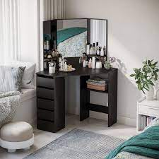 Homcom Corner Vanity Table Makeup Desk