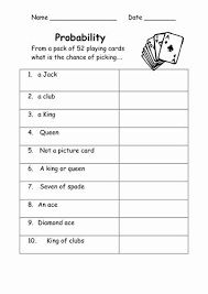 Probability Worksheet High School Luxury Deck Of Cards Probability Worksheet Chessmuseum Tem In 2020 Probability Worksheets Simple Probability Probability Activities