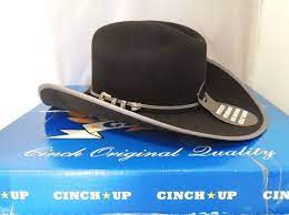 Cinch Felt Fur Cowboy Hat New In Box Black W Grey Trim Size 7 Cowboy Hats Cowboy Men S Hat