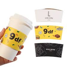 100% Recyclable Custom Logo Printed Disposable Paper Sleeve for Coffee Cup