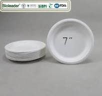 Plato de Papel de 7 Pulgadas Cena Plato de Pulpa de Caña de Azúcar a Granel  | Bioleader® Vajilla Biodegradable
