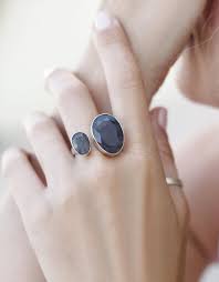 Iolite Ring Double Stone Ring Two Stone Ring Dual Etsy Gemstone Rings Stone Rings Natural Stone Rings
