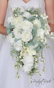 30 stunning cascading wedding bouquets. All White Cascading Brides Bouquet With Pearls Jewels Eucalyptus Cherry Blossoms Pe Bridal Wedding Flowers Flower Bouquet Wedding Cascading Wedding Bouquets