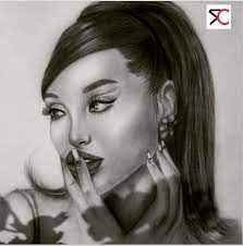 Portrait oil painting in technique dry brush. Artstation Ariana Grande Realistic Portrait Drawing By Rcartwork Rc Artwork