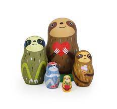 Sloths Nesting Dolls 5 Pcs 6 Etsy Nesting Dolls Art Dolls Doll Sets