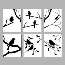 Black And White Bird Art Black Bird Wall Art Bird Prints Etsy Bird Prints Black And White Wall Art Black And White Birds